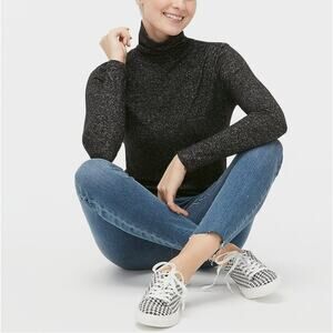 J. Crew Signature Cozy Yarn Turtleneck Sweater Charcoal Gray Long Sleeve Size L